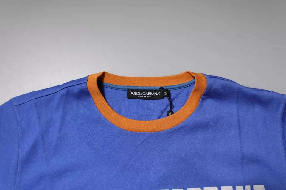 T-shirt ras du cou en coton bleu à imprimé graphique Dolce &amp; Gabbana