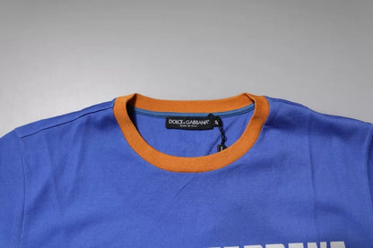 T-shirt ras du cou en coton bleu à imprimé graphique Dolce &amp; Gabbana