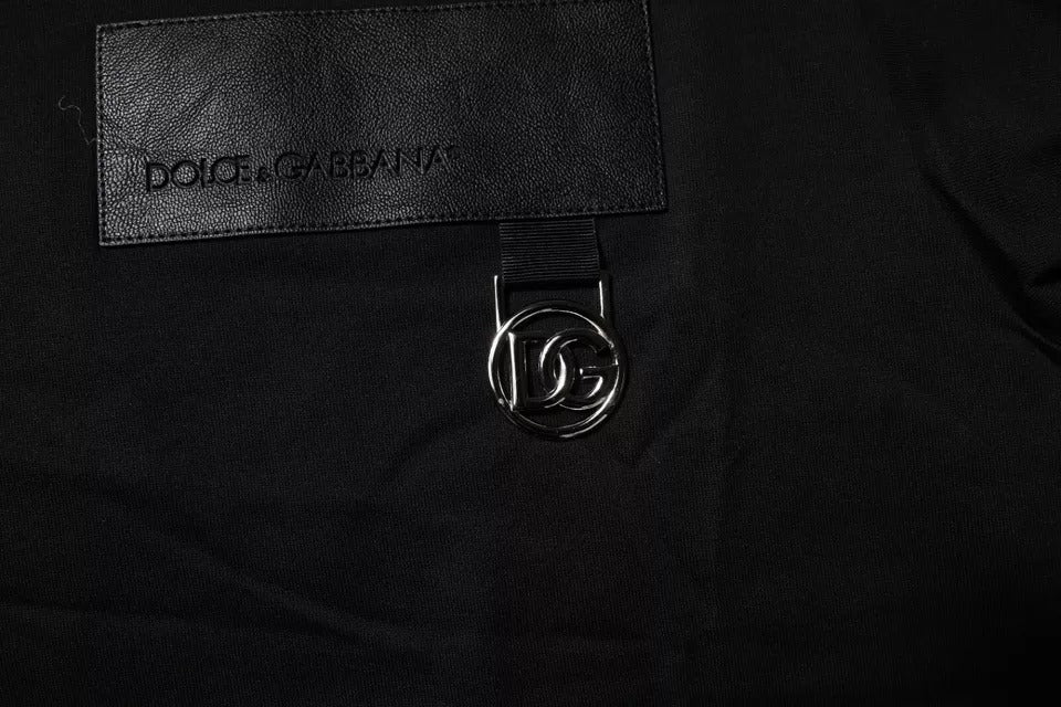 T-shirt ras du cou en coton noir avec patch logo Dolce &amp; Gabbana