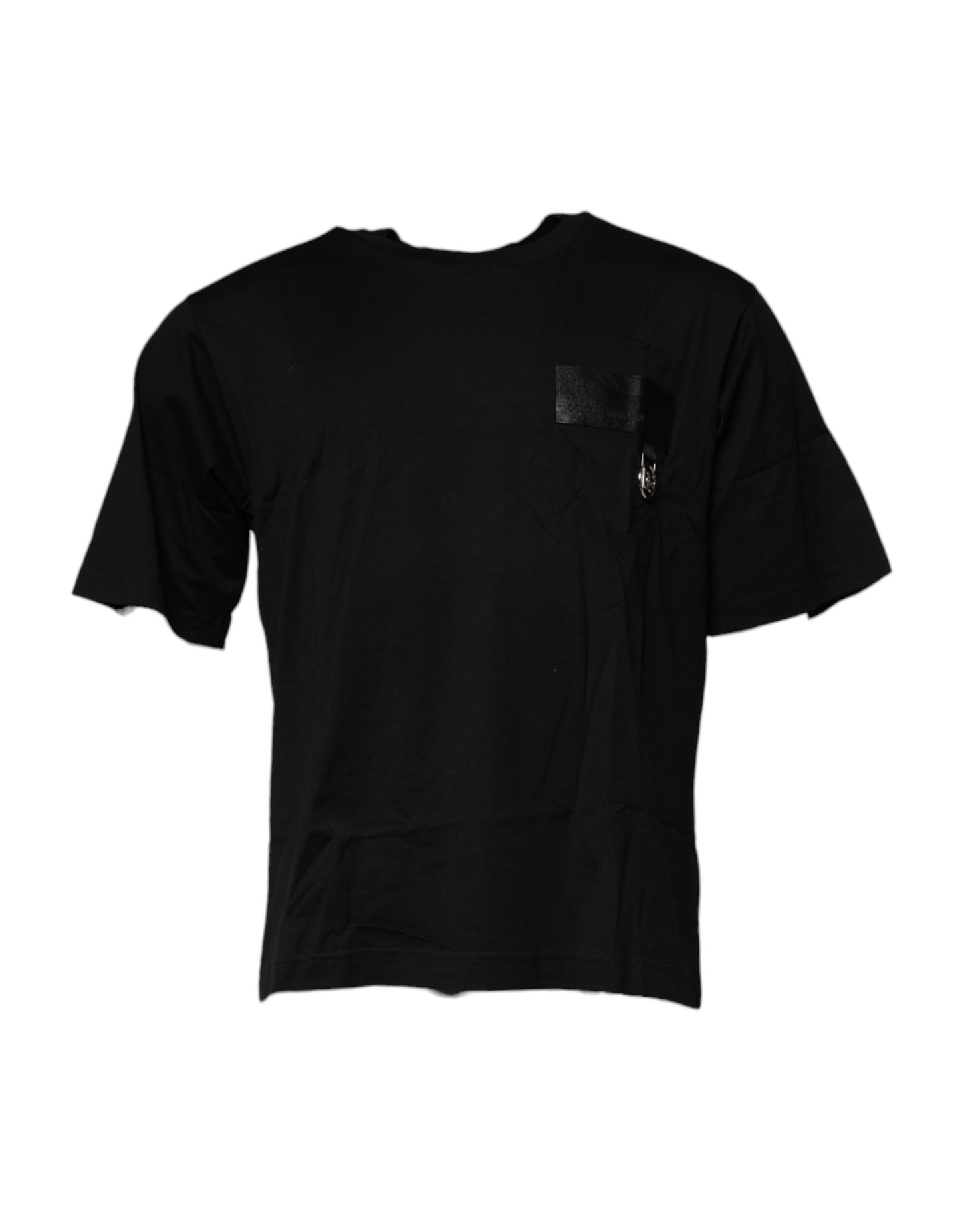 T-shirt ras du cou en coton noir avec patch logo Dolce &amp; Gabbana