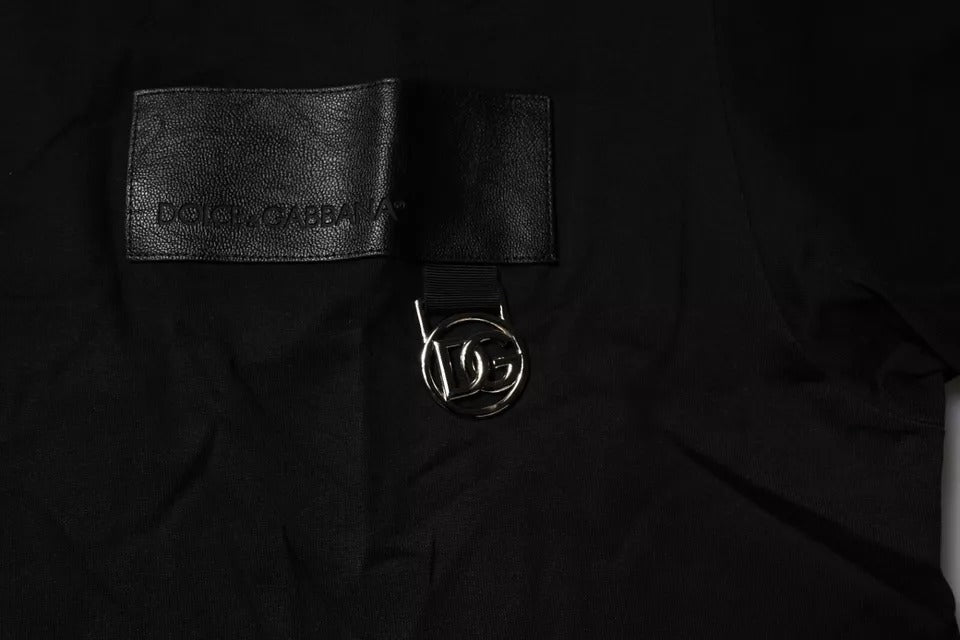 T-shirt ras du cou en coton noir avec patch logo Dolce &amp; Gabbana