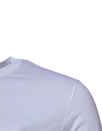 T-shirt ras du cou en coton blanc avec plaque logo Dolce &amp; Gabbana