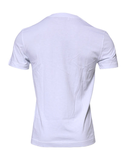 T-shirt ras du cou en coton blanc avec plaque logo Dolce &amp; Gabbana