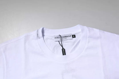 T-shirt ras du cou en coton blanc avec plaque logo Dolce &amp; Gabbana