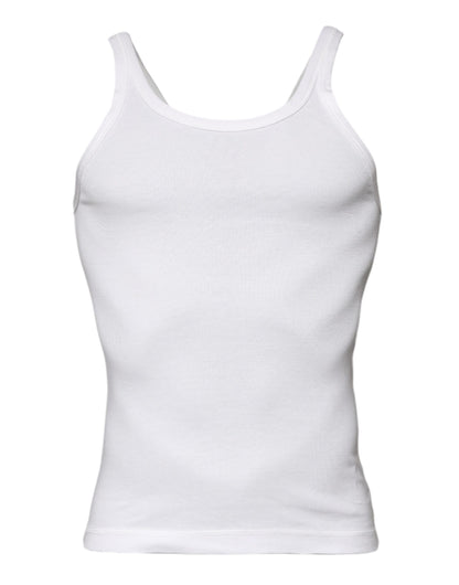 T-shirt débardeur sans manches à col rond en coton ivoire Dolce &amp; Gabbana