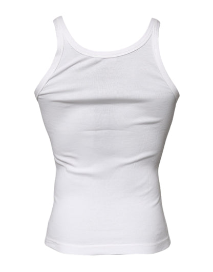 T-shirt débardeur sans manches à col rond en coton ivoire Dolce &amp; Gabbana