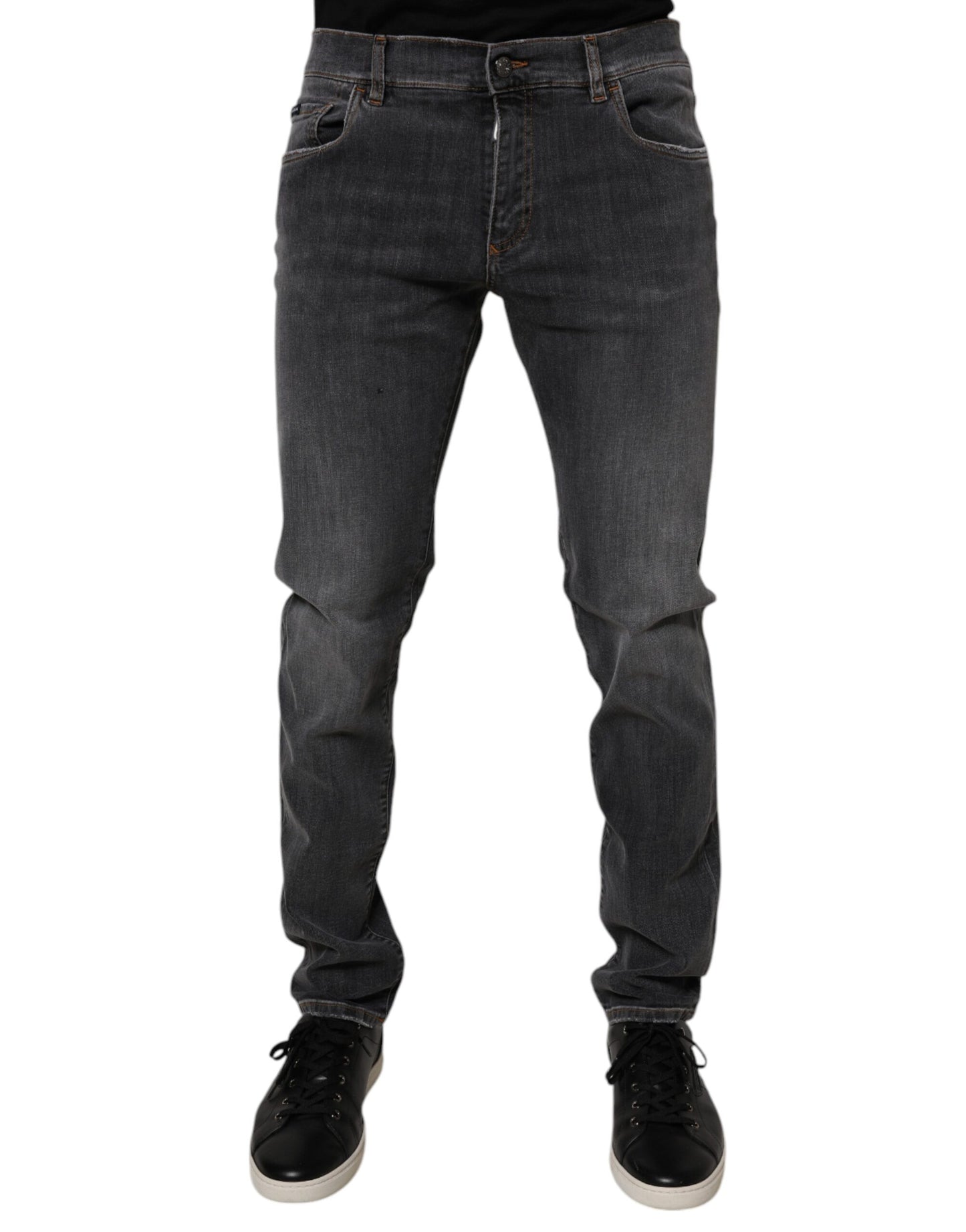 Jean slim en coton délavé gris foncé Dolce &amp; Gabbana