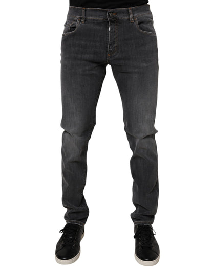 Jean slim en coton délavé gris foncé Dolce &amp; Gabbana