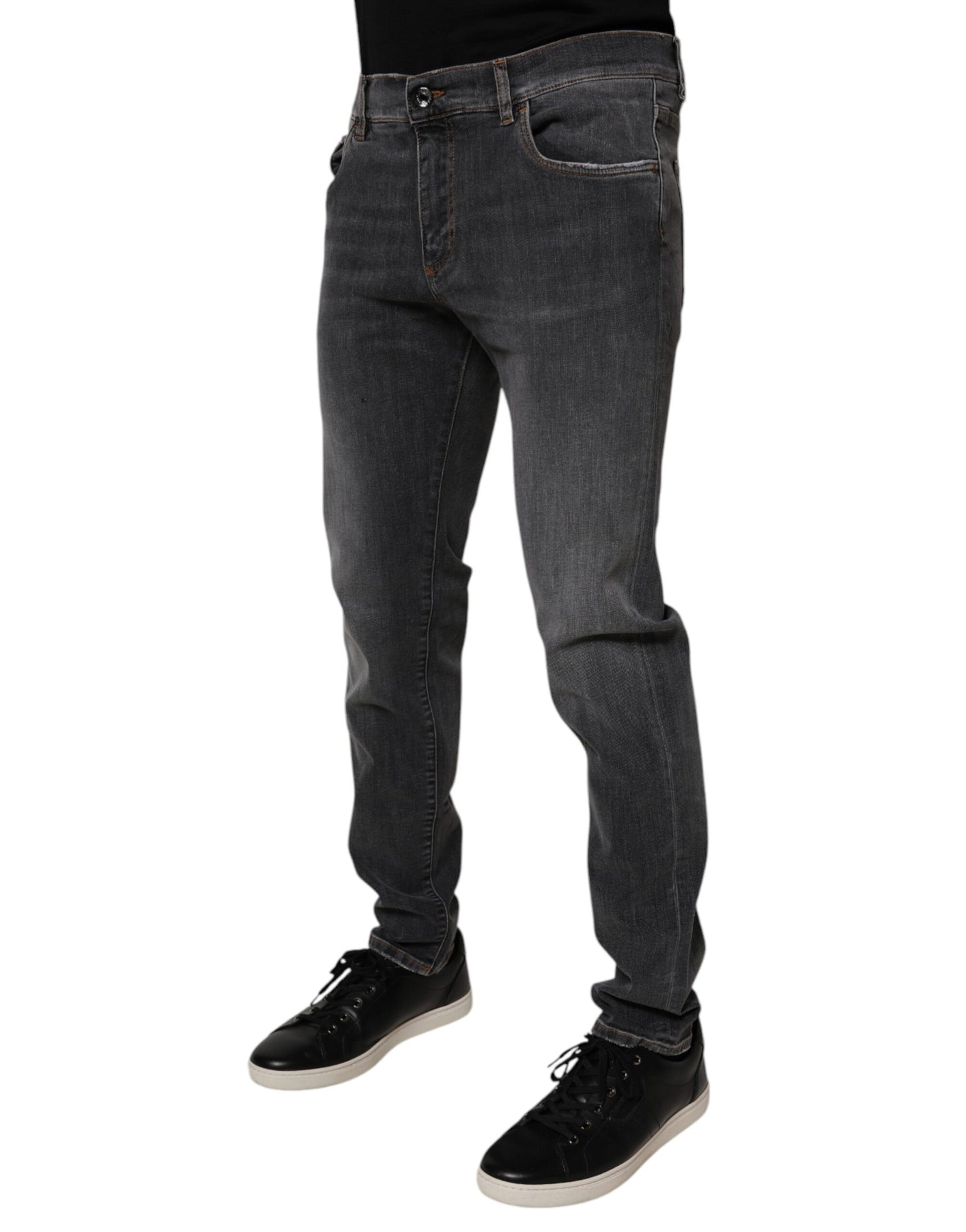 Jean slim en coton délavé gris foncé Dolce &amp; Gabbana