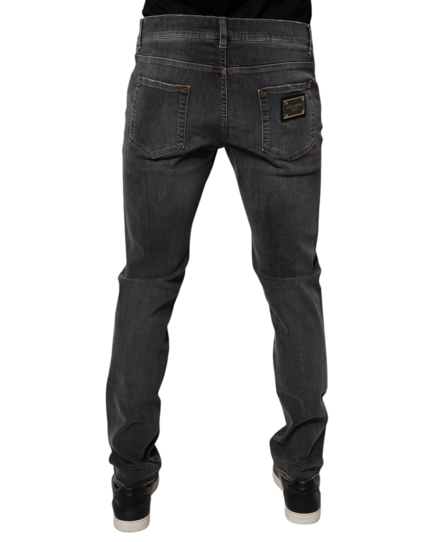 Jean slim en coton délavé gris foncé Dolce &amp; Gabbana