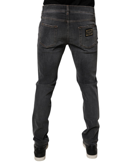 Jean slim en coton délavé gris foncé Dolce &amp; Gabbana