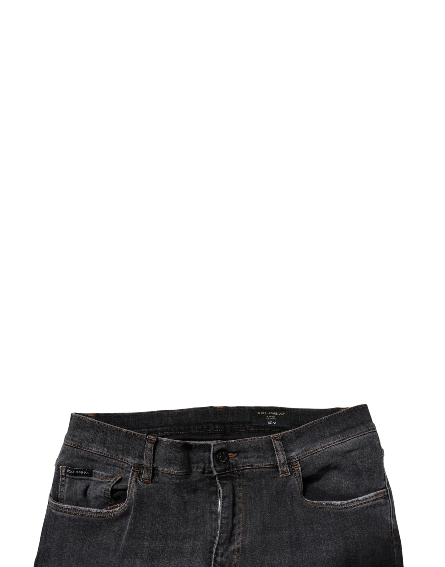 Jean slim en coton délavé gris foncé Dolce &amp; Gabbana