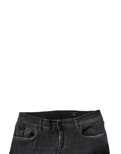 Jean slim en coton délavé gris foncé Dolce &amp; Gabbana