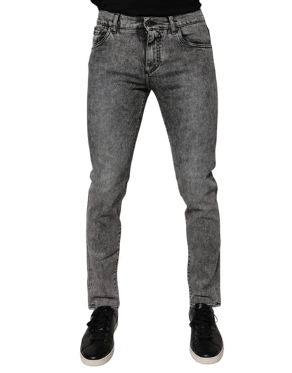 Jean slim en coton délavé gris foncé Dolce &amp; Gabbana