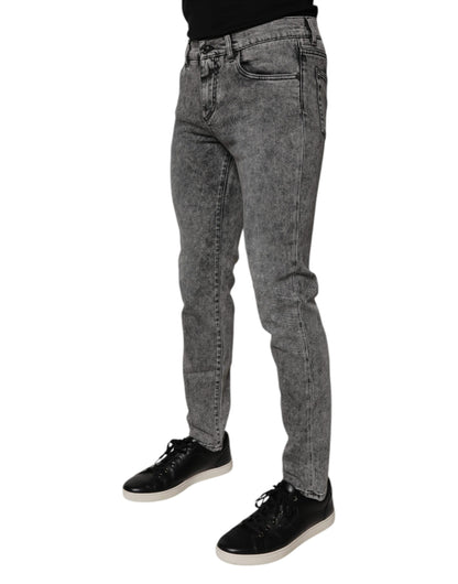 Jean slim en coton délavé gris foncé Dolce &amp; Gabbana