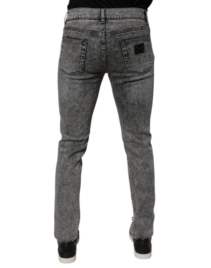 Jean slim en coton délavé gris foncé Dolce &amp; Gabbana
