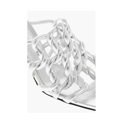 Bottega Veneta Silberne Ledersandale für Damen