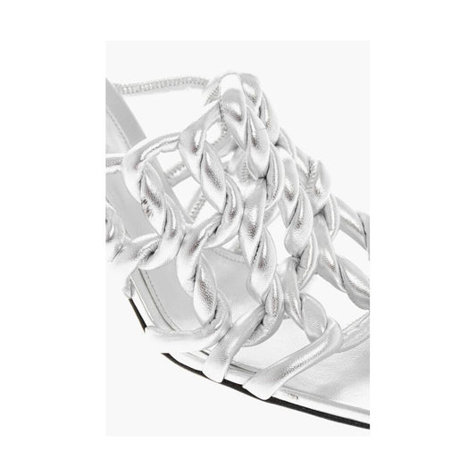 Bottega Veneta Silberne Ledersandale für Damen