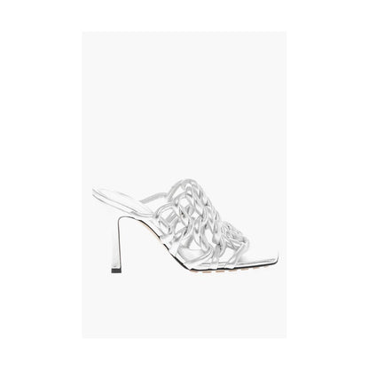 Bottega Veneta Silberne Ledersandale für Damen