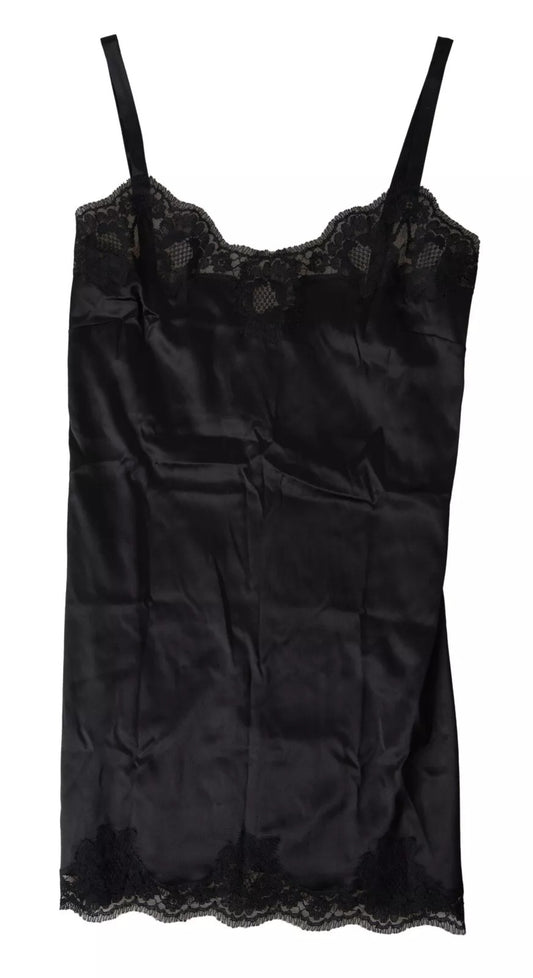 Dolce &amp; Gabbana Haut caraco en soie et dentelle noire Sous-vêtements