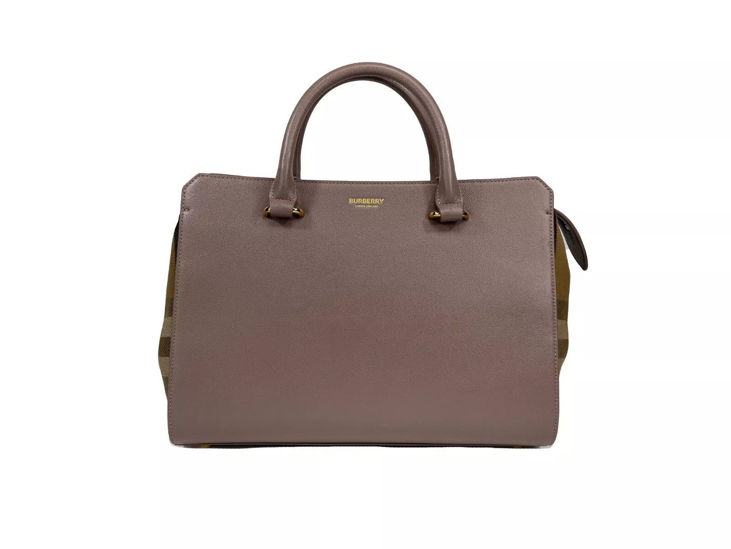 Burberry Kleine Banwell Leder-Einkaufstasche, Grauer Nerz