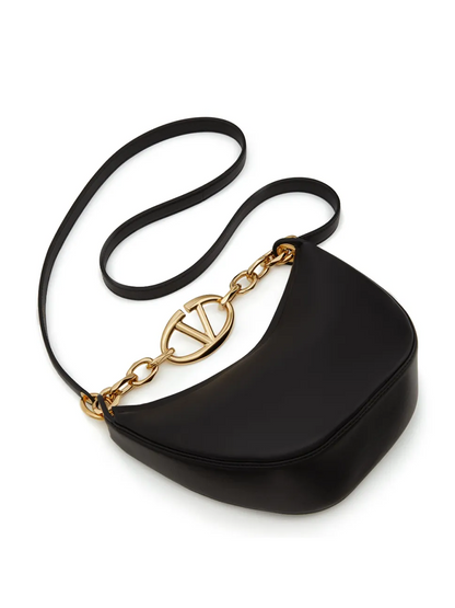 Sac à bandoulière Mini Hobo Vlogo en cuir noir Valentino Garavani
