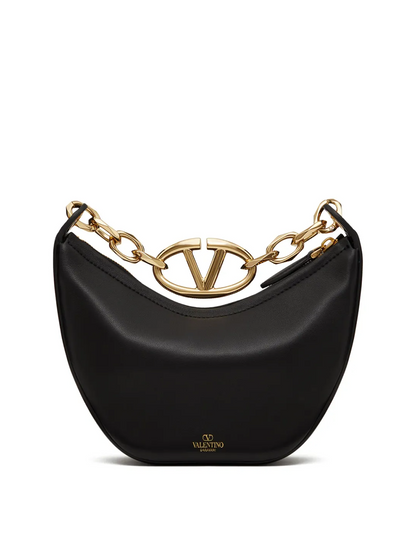 Sac à bandoulière Mini Hobo Vlogo en cuir noir Valentino Garavani