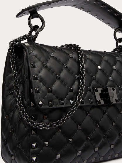 Sac Rockstudt Spike moyen en cuir nappa noir Valentino Garavani