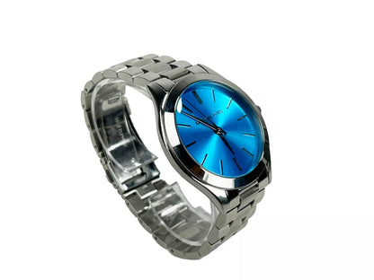 Montre Michael Kors Slim Runway en acier inoxydable bleu argenté MK3292