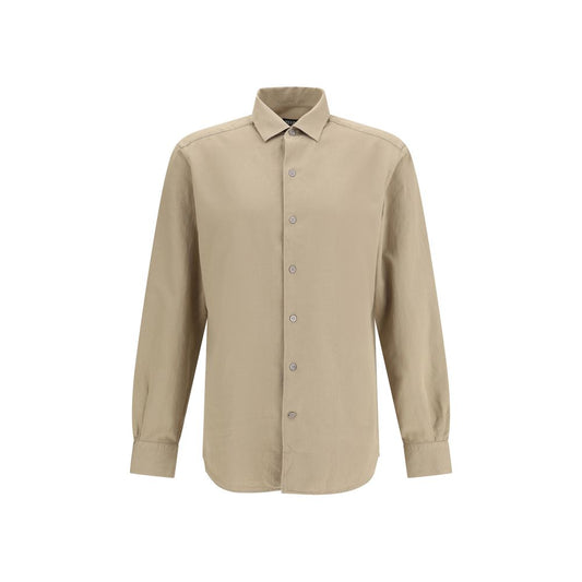 ZEGNA Hemd aus Baumwolle und Leinen
