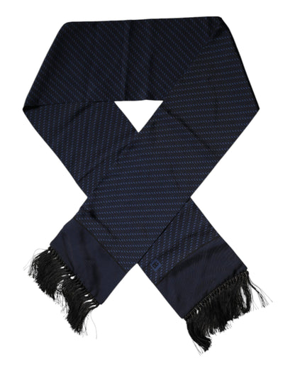 Foulard tour de cou à franges fantaisie bleu foncé Dolce &amp; Gabbana