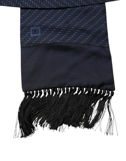 Foulard tour de cou à franges fantaisie bleu foncé Dolce &amp; Gabbana
