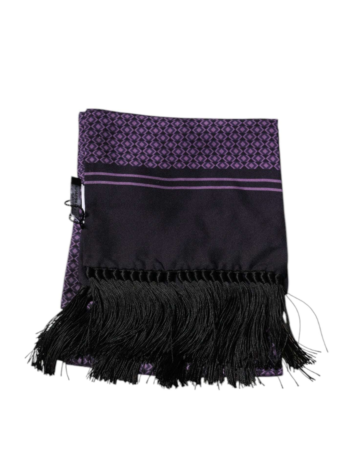 Foulard tour de cou à franges en soie fantaisie violette Dolce &amp; Gabbana