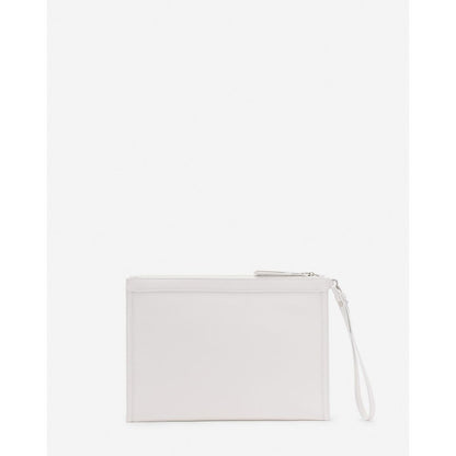 Portefeuille pochette homme en cuir blanc Lanvin