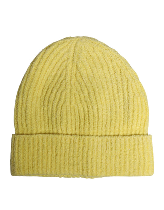 Bonnet d'hiver en tricot de coton jaune Dolce &amp; Gabbana