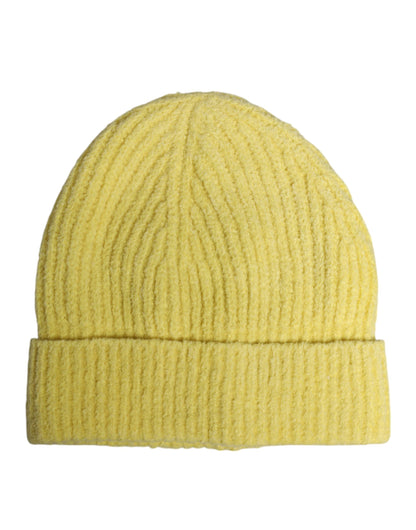 Bonnet d'hiver en tricot de coton jaune Dolce &amp; Gabbana