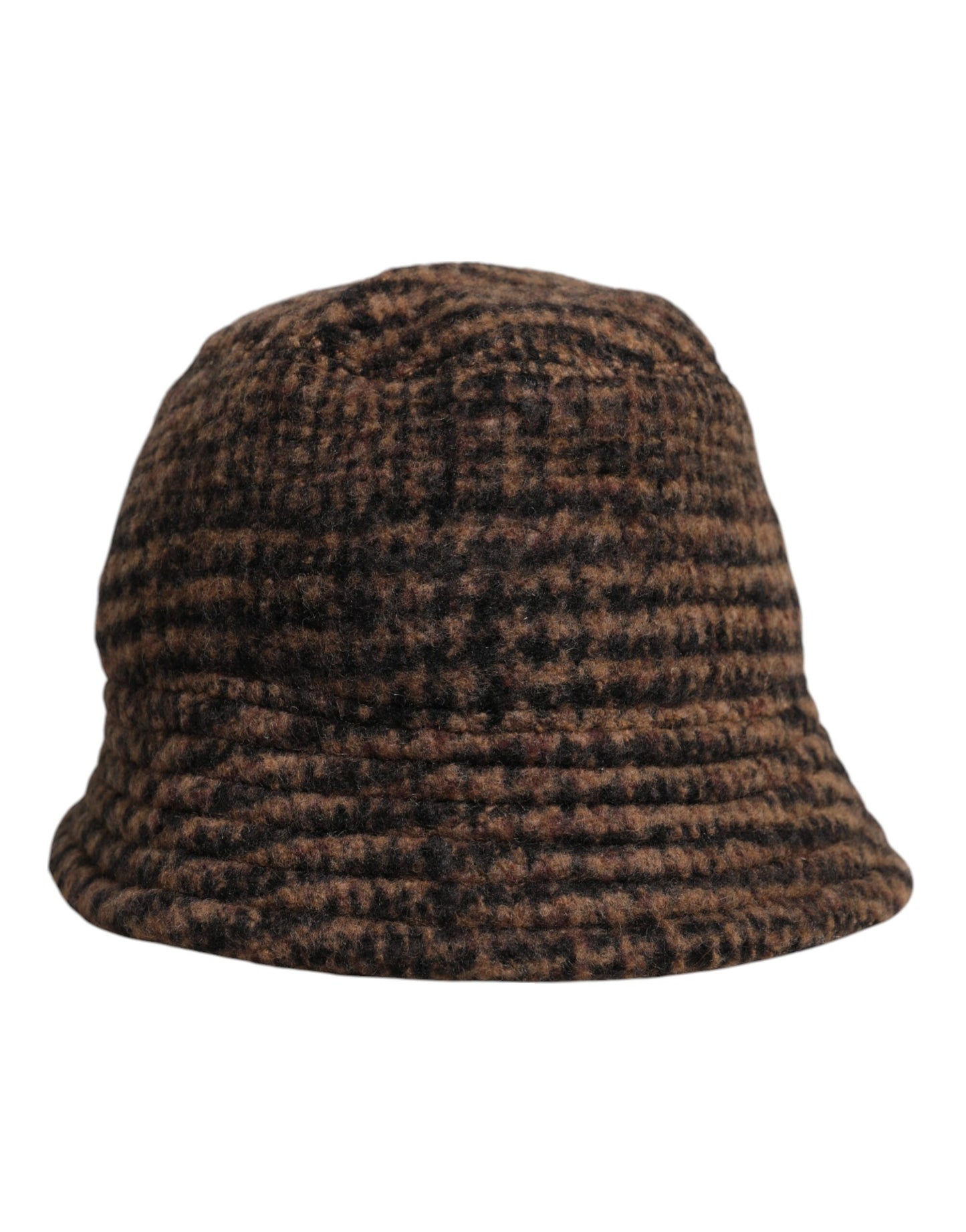 Chapeau bob en laine tissée marron à motif pied-de-poule Dolce &amp; Gabbana