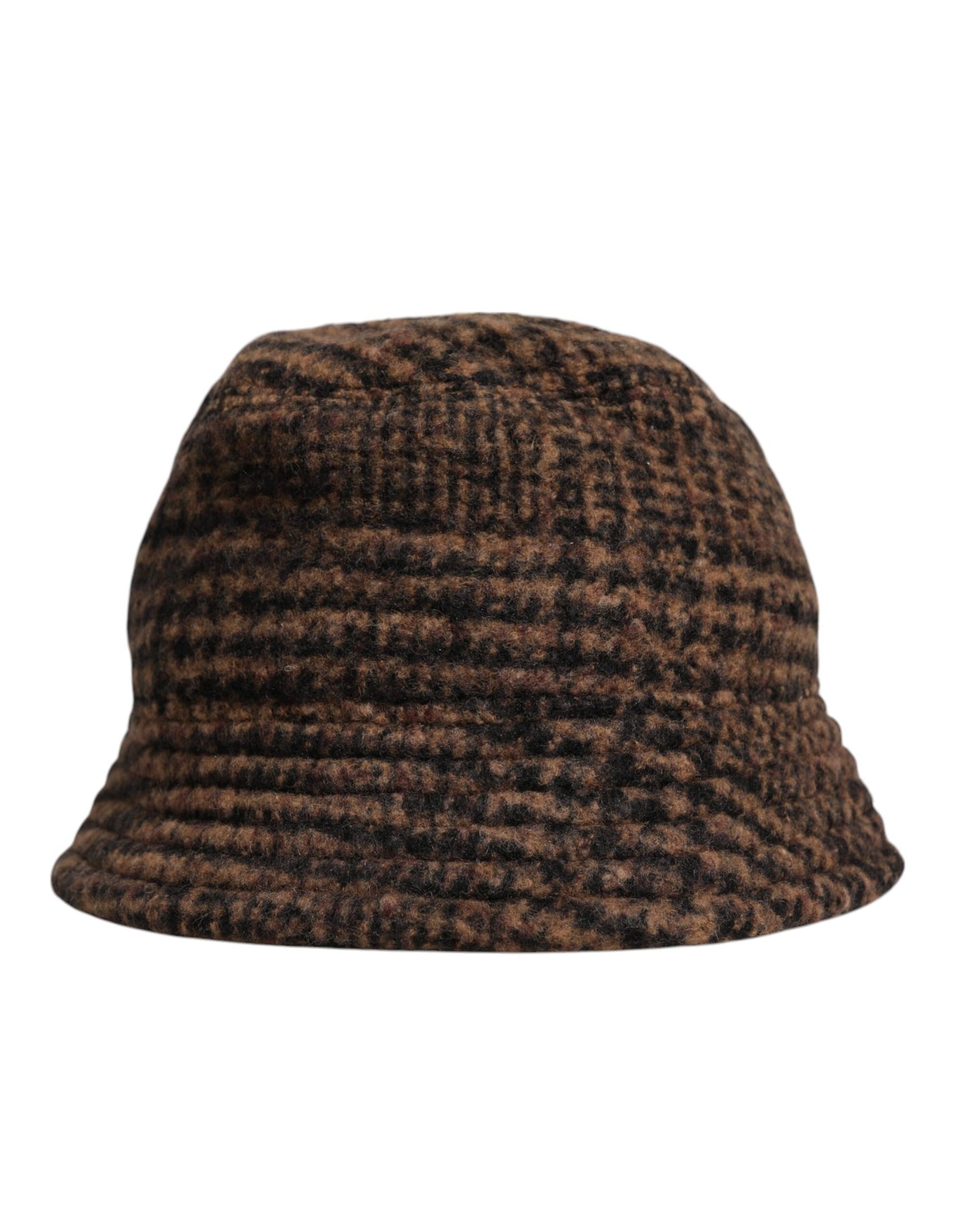 Chapeau bob en laine tissée marron à motif pied-de-poule Dolce &amp; Gabbana