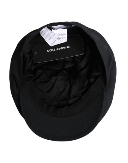 Dolce &amp; Gabbana Chapeau Newsboy Capello Cabbie en coton noir