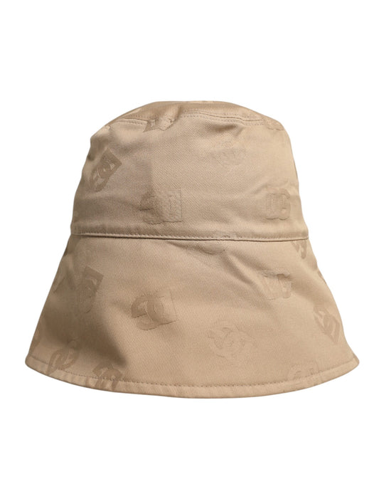 Casquette bob en coton beige avec logo monogramme Dolce &amp; Gabbana