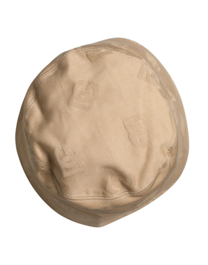 Casquette bob en coton beige avec logo monogramme Dolce &amp; Gabbana