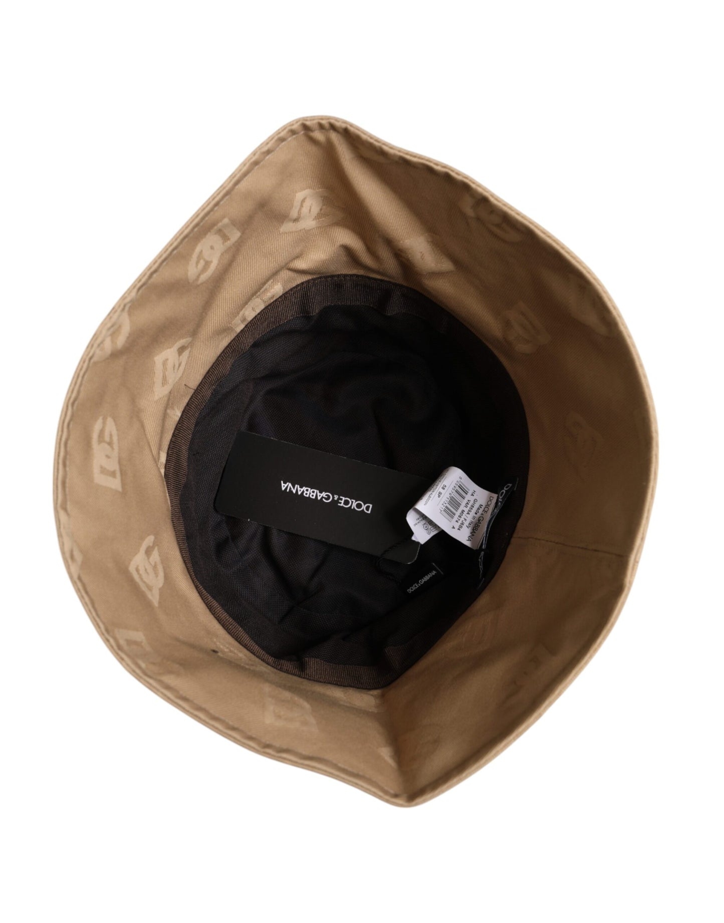 Casquette bob en coton beige avec logo monogramme Dolce &amp; Gabbana