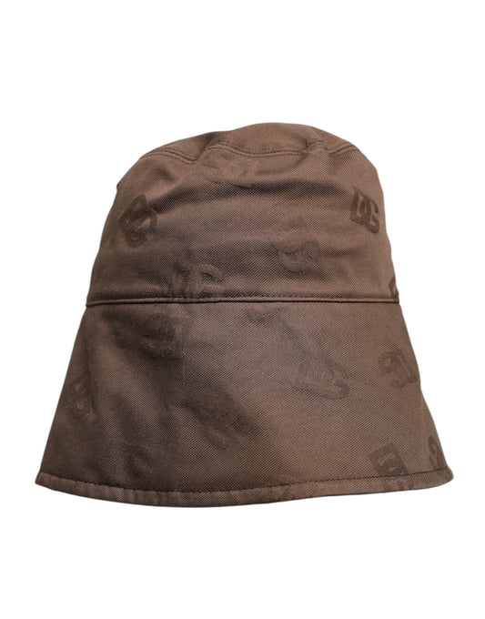 Casquette bob en coton monogramme avec logo marron Dolce &amp; Gabbana