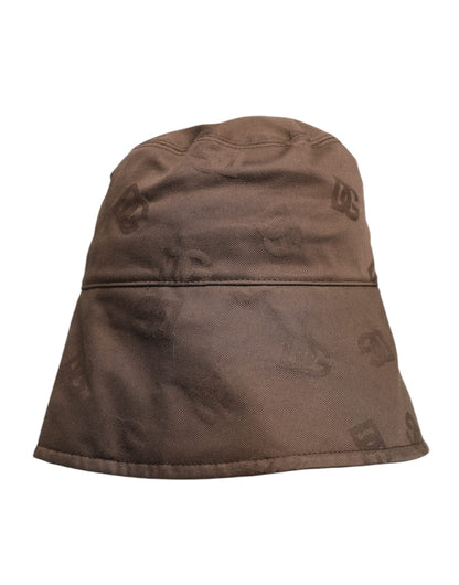 Casquette bob en coton monogramme avec logo marron Dolce &amp; Gabbana