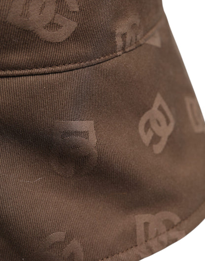 Casquette bob en coton monogramme avec logo marron Dolce &amp; Gabbana