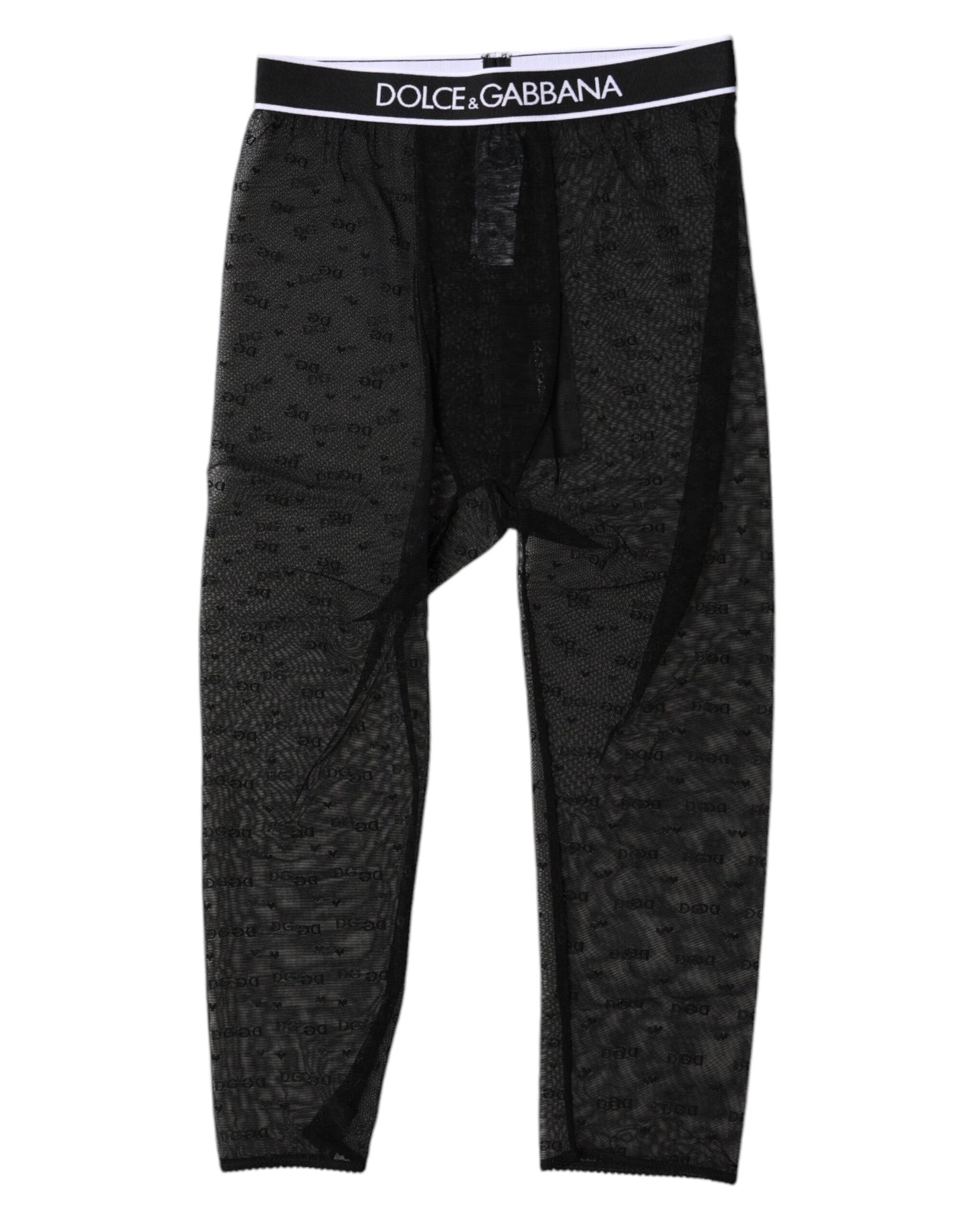 Collants courts en nylon noir Dolce &amp; Gabbana avec logo DG
