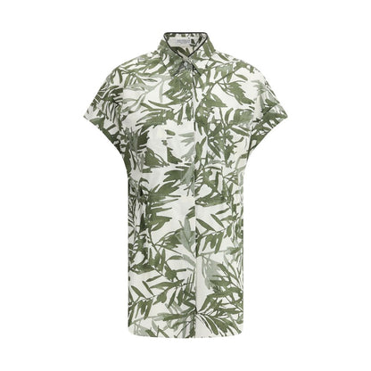Brunello Cucinelli Chemise longue à imprimé feuilles