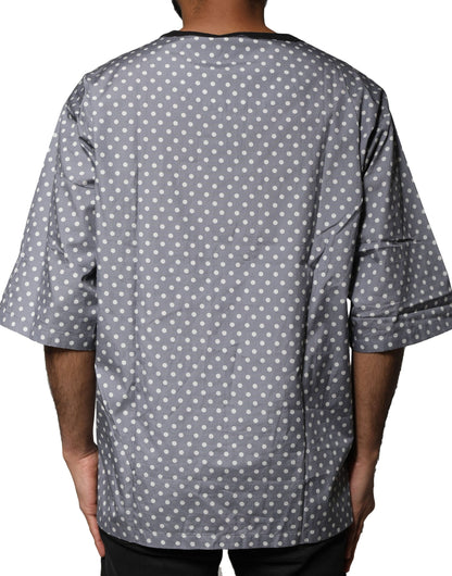 T-shirt ras du cou à imprimé pin-up à pois gris Dolce &amp; Gabbana