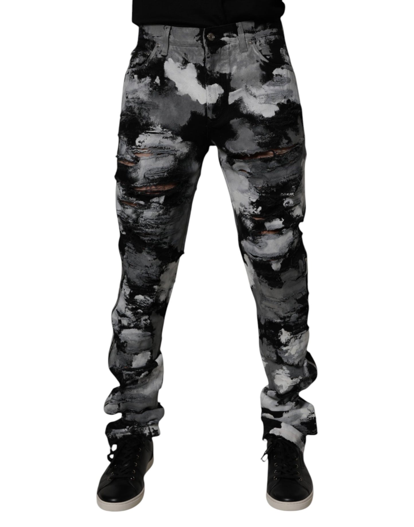 Jean skinny en denim déchiré camouflage multicolore Dolce &amp; Gabbana