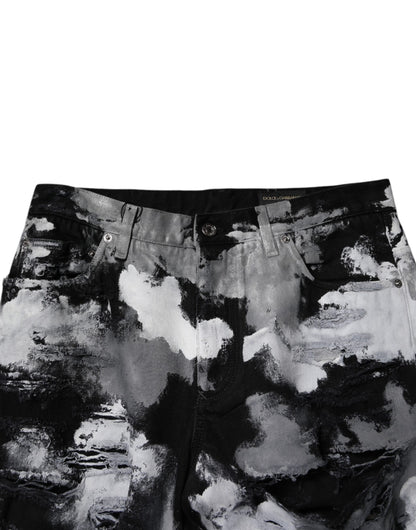 Jean skinny en denim déchiré camouflage multicolore Dolce &amp; Gabbana